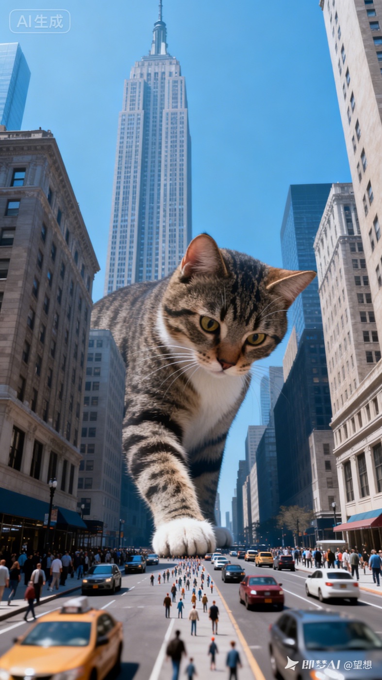 A giant cat exploring a city in a SnapMove creative scene